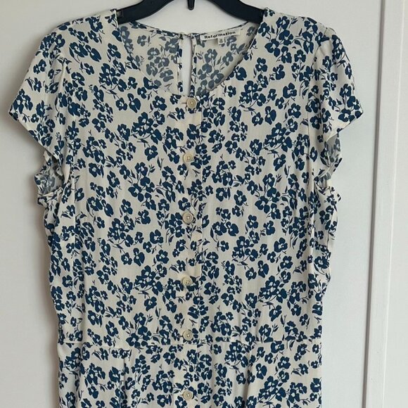 REFORMATION Fauna Milanesa Floral Midi Dress Size 12 - Picture 8 of 8